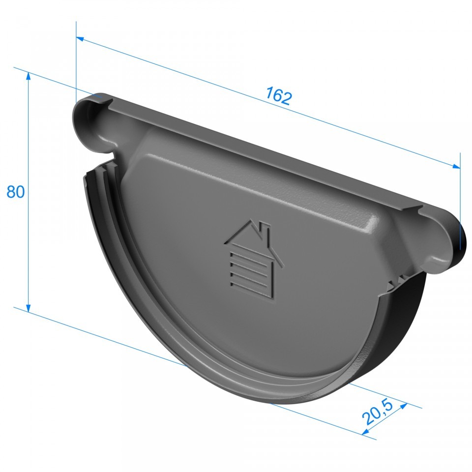 Заглушка желоба металлическая Docke Stal Premium RAL 8019 Шоколад 125 мм Заглушка желоба металлическая Docke Stal Premium RAL 8019 Шоколад 125 мм — изображение 3