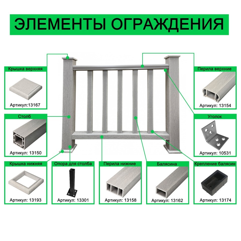 Столб из ДПК Faynag Wood Серебро 3000х100х100 мм Столб из ДПК Faynag Wood Серебро 3000х100х100 мм — изображение 3
