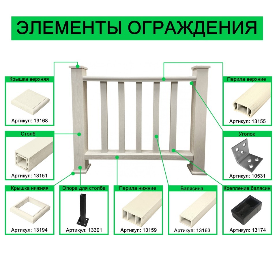 Балясина из ДПК Faynag Wood Слоновая кость 750х54х36 мм Балясина из ДПК Faynag Wood Слоновая кость 750х54х36 мм — изображение 3